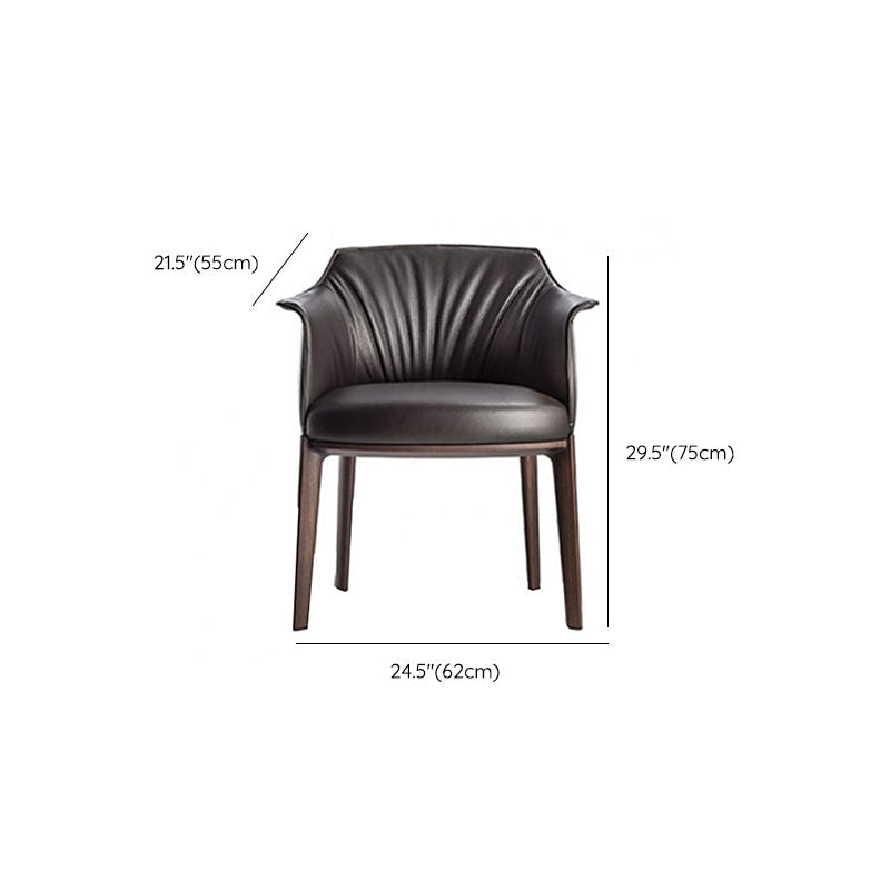 Modern Leather Armrest Fixed Backrest Black Base Upholstered Armed Chair Clearhalo 'Accent Chairs' 'accent_chairs' 'Chairs & Seating' 'furn' 'furn_accent_chairs' 'Furniture' 'Living Room Furniture' 7290831