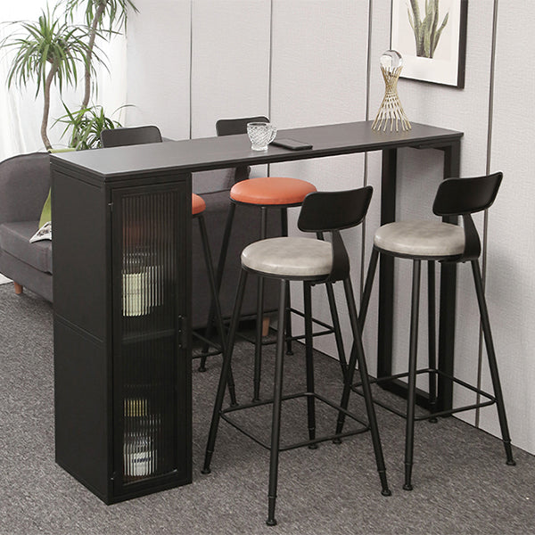 Double Pedestal Bar Table Set 1/3 Pcs Stone Top Bar Table and Upholstered Stools Clearhalo 'Bar Furniture' 'furn' 'furn_home_bar_bar_sets' 'Furniture' 'Home Bars & Bar Sets' 'home_bar_bar_sets' 'Kitchen & Dining Furniture' 7291464