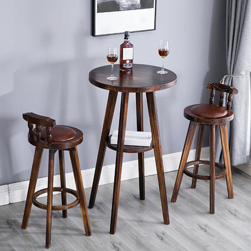 Round Modern Pub Table Set 1/3 Pcs Solid Wood Bar Table for Home Table & Chair(s) Brown 3 Piece Set Clearhalo 'Bar Furniture' 'furn' 'furn_home_bar_bar_sets' 'Furniture' 'Home Bars & Bar Sets' 'home_bar_bar_sets' 'Kitchen & Dining Furniture' 7291484