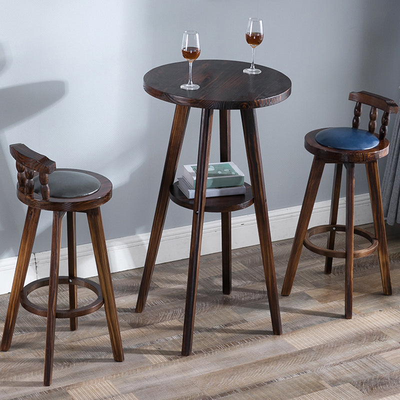 Round Modern Pub Table Set 1/3 Pcs Solid Wood Bar Table for Home Table & Chair(s) Blue 3 Piece Set Clearhalo 'Bar Furniture' 'furn' 'furn_home_bar_bar_sets' 'Furniture' 'Home Bars & Bar Sets' 'home_bar_bar_sets' 'Kitchen & Dining Furniture' 7291487