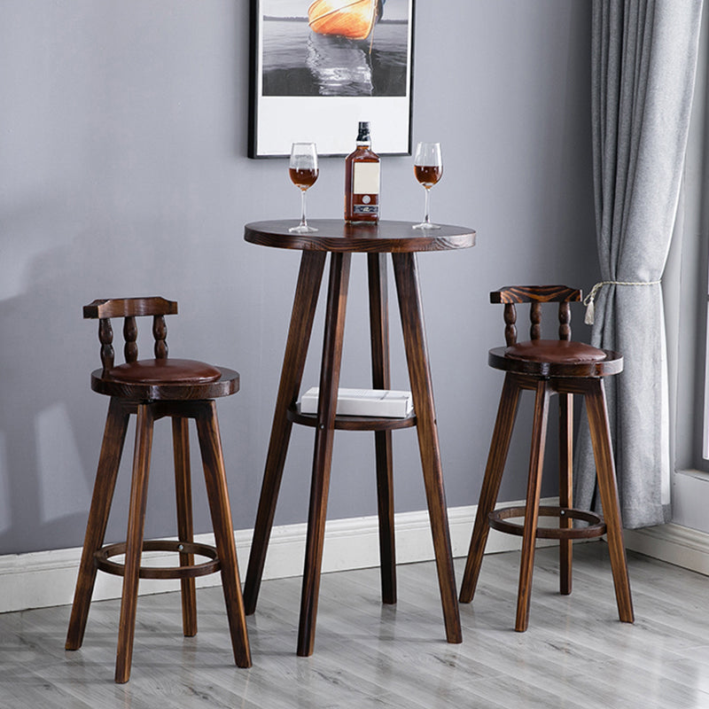 Round Modern Pub Table Set 1/3 Pcs Solid Wood Bar Table for Home Clearhalo 'Bar Furniture' 'furn' 'furn_home_bar_bar_sets' 'Furniture' 'Home Bars & Bar Sets' 'home_bar_bar_sets' 'Kitchen & Dining Furniture' 7291491