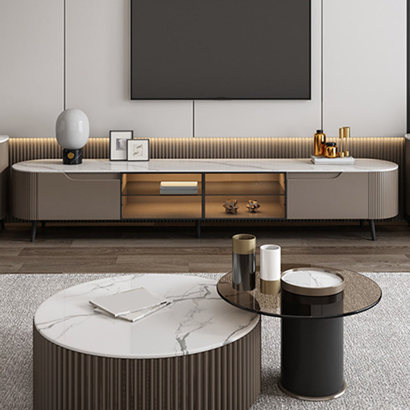 Stone Media Console TV Stand Modern TV Stand Console with Drawers Clearhalo 'furn' 'furn_tv_stands_entertainment_centers' 'Furniture' 'Living Room Furniture' 'TV Stands & Entertainment Centers' 'TV Stands & Media Storage Furniture' 'tv_stands_entertainment_centers' 7292877