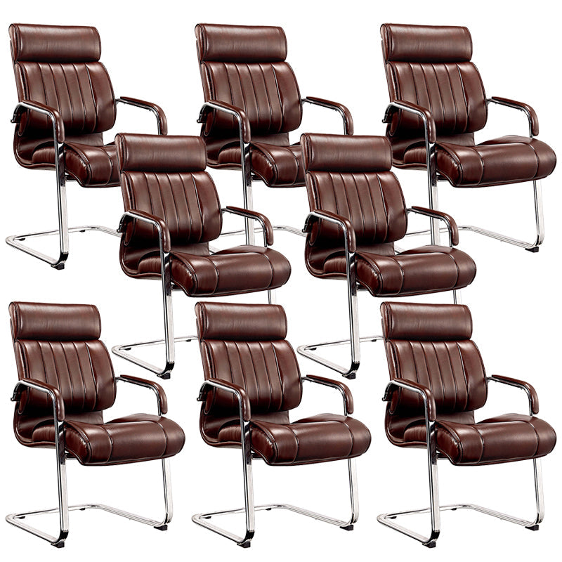 Silla de oficina moderna brazos fijos de cuero asiento ajustable altura silla de escritorio