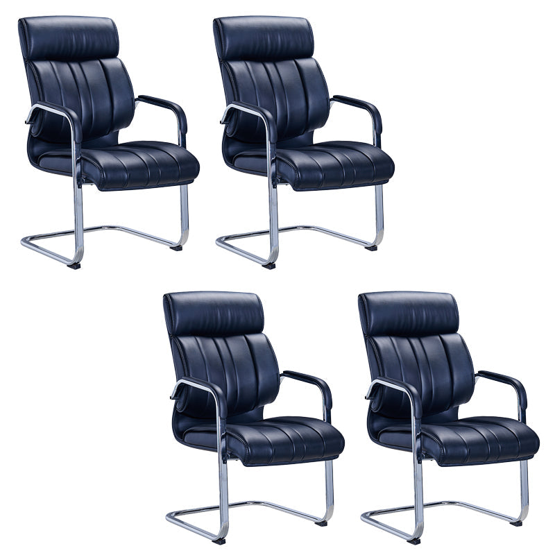 Silla de oficina moderna brazos fijos de cuero asiento ajustable altura silla de escritorio