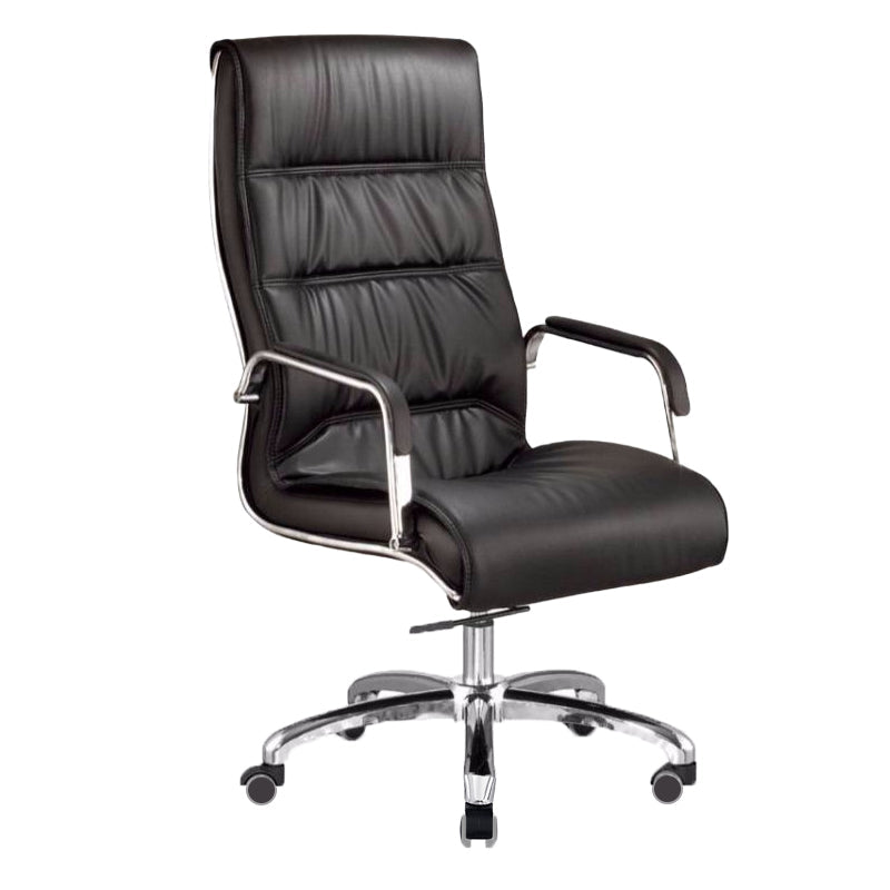 Silla de oficina moderna brazos fijos de cuero asiento ajustable altura silla de escritorio