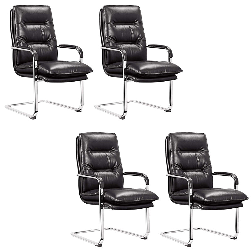 Silla de oficina moderna brazos fijos de cuero asiento ajustable altura silla de escritorio