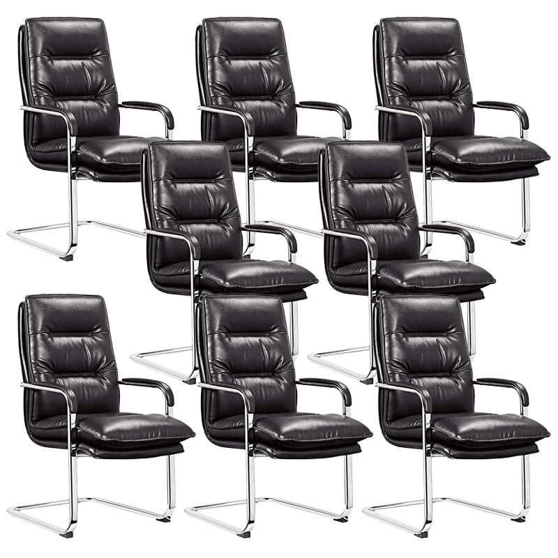 Silla de oficina moderna brazos fijos de cuero asiento ajustable altura silla de escritorio