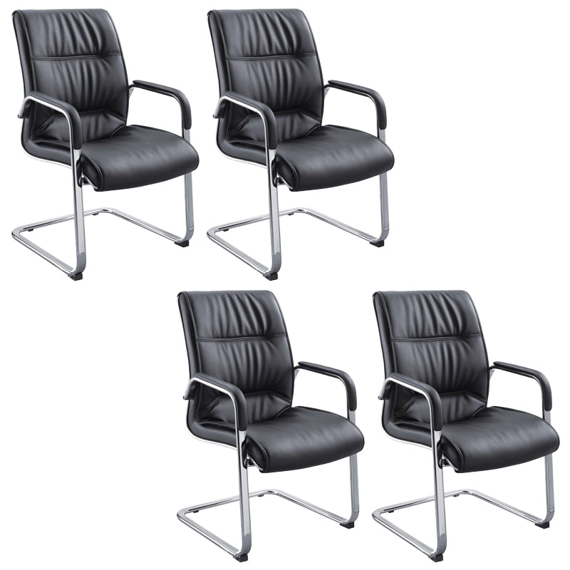 Silla de oficina moderna brazos fijos de cuero asiento ajustable altura silla de escritorio