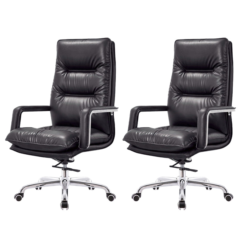 Silla de oficina moderna brazos fijos de cuero asiento ajustable altura silla de escritorio