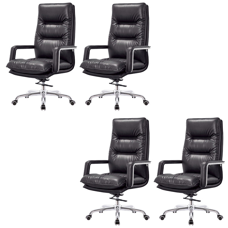 Silla de oficina moderna brazos fijos de cuero asiento ajustable altura silla de escritorio