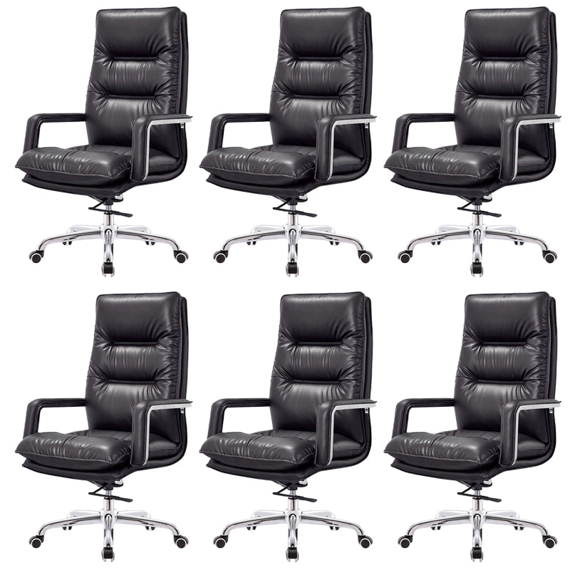 Silla de oficina moderna brazos fijos de cuero asiento ajustable altura silla de escritorio