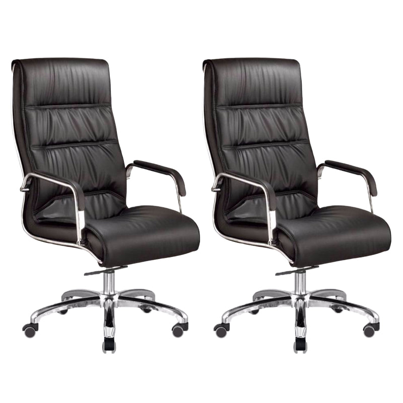 Silla de oficina moderna brazos fijos de cuero asiento ajustable altura silla de escritorio