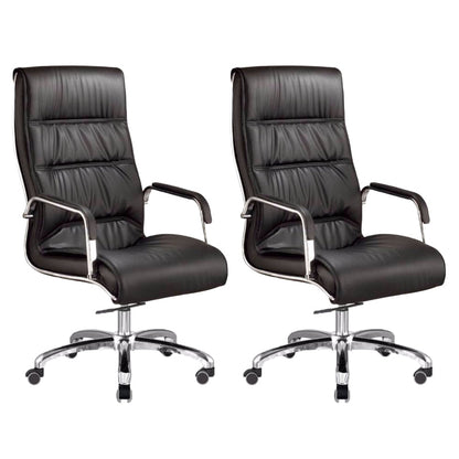 Silla de oficina moderna brazos fijos de cuero asiento ajustable altura silla de escritorio