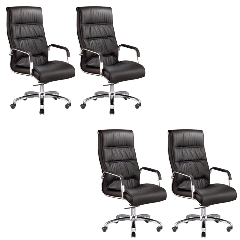 Silla de oficina moderna brazos fijos de cuero asiento ajustable altura silla de escritorio