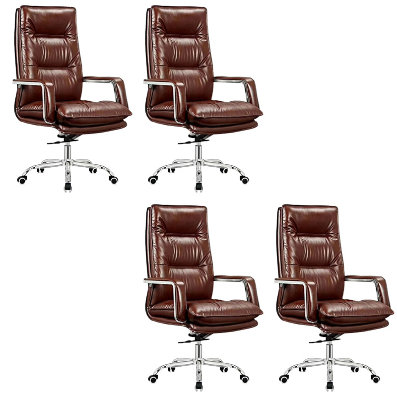 Silla de oficina moderna brazos fijos de cuero asiento ajustable altura silla de escritorio