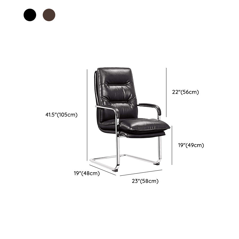 Silla de oficina moderna brazos fijos de cuero asiento ajustable altura silla de escritorio