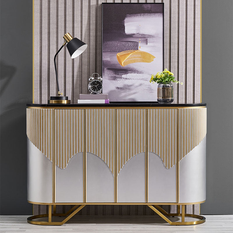 Stone Buffet Sideboard Living Room Credenza with Storage , 15.7" W X 35.4" H 47"L x 16"W x 35"H Clearhalo 'buffet_sideboard' 'Buffets & Sideboards' 'furn' 'furn_buffet_sideboard' 'Furniture' 'Kitchen & Dining Furniture' 7293499