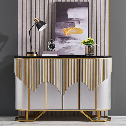 Stone Buffet Sideboard Living Room Credenza with Storage , 15.7" W X 35.4" H 47"L x 16"W x 35"H Clearhalo 'buffet_sideboard' 'Buffets & Sideboards' 'furn' 'furn_buffet_sideboard' 'Furniture' 'Kitchen & Dining Furniture' 7293499