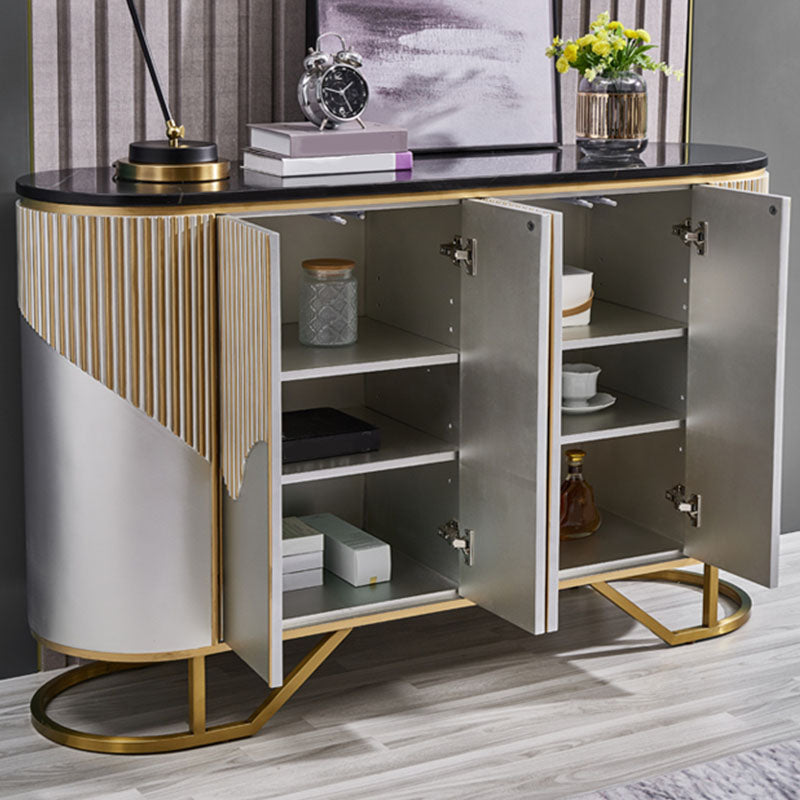 Stone Buffet Sideboard Living Room Credenza with Storage , 15.7" W X 35.4" H 63"L x 16"W x 35"H Clearhalo 'buffet_sideboard' 'Buffets & Sideboards' 'furn' 'furn_buffet_sideboard' 'Furniture' 'Kitchen & Dining Furniture' 7293500