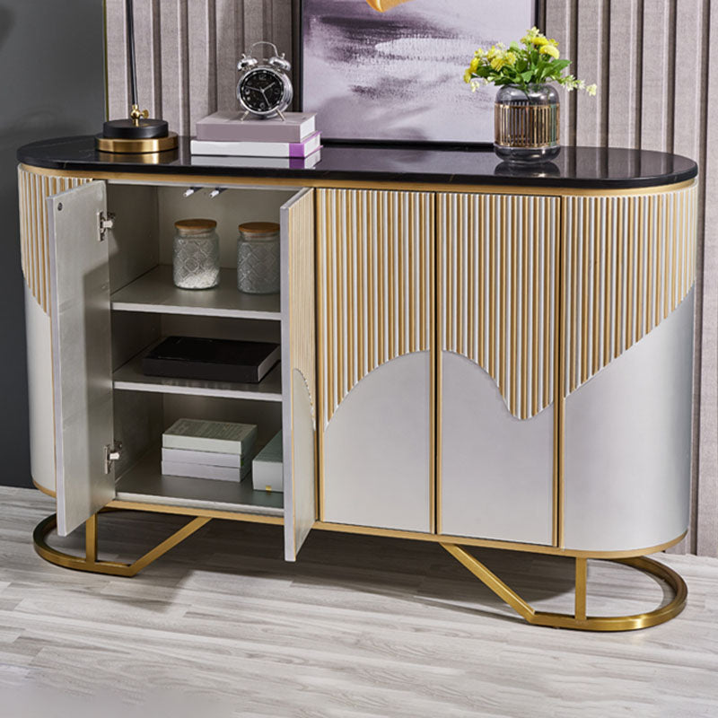 Stone Buffet Sideboard Living Room Credenza with Storage , 15.7" W X 35.4" H 55"L x 16"W x 35"H Clearhalo 'buffet_sideboard' 'Buffets & Sideboards' 'furn' 'furn_buffet_sideboard' 'Furniture' 'Kitchen & Dining Furniture' 7293501