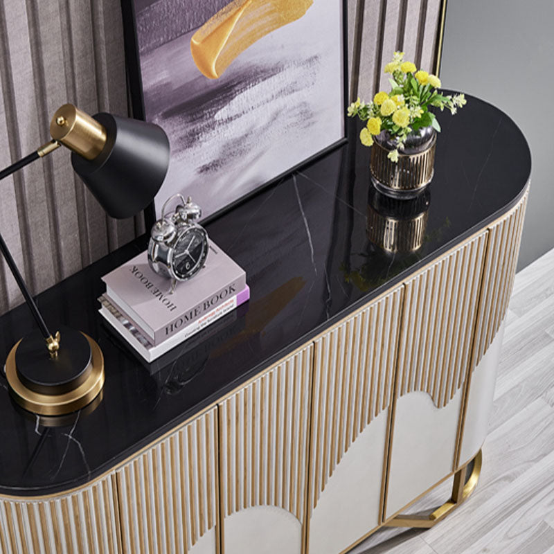 Stone Buffet Sideboard Living Room Credenza with Storage , 15.7" W X 35.4" H Clearhalo 'buffet_sideboard' 'Buffets & Sideboards' 'furn' 'furn_buffet_sideboard' 'Furniture' 'Kitchen & Dining Furniture' 7293504