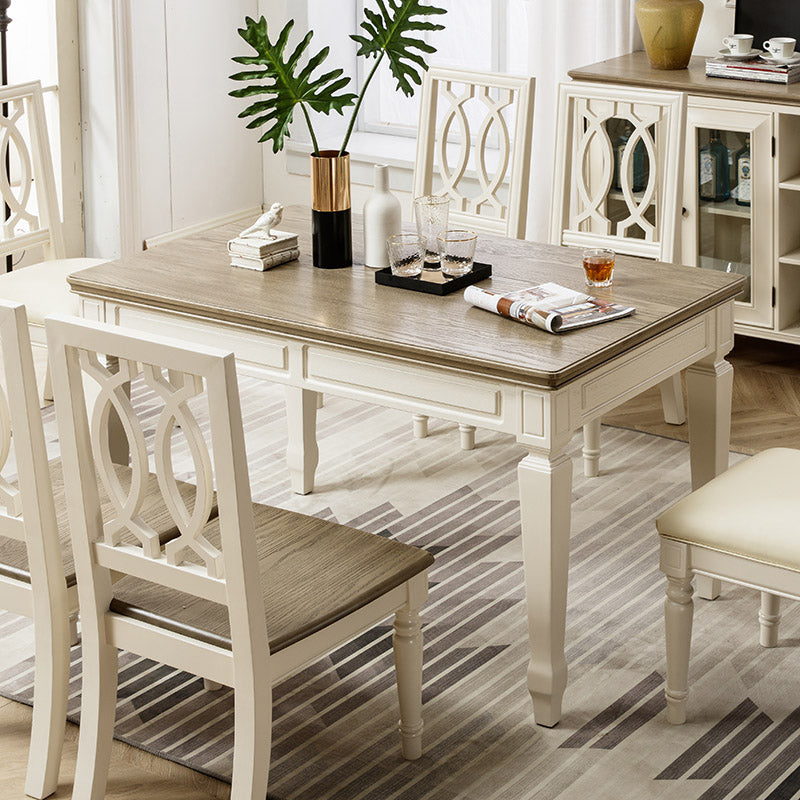 Rechthoekige eettafel massief hout 4 poten eettafel voor eetkamer