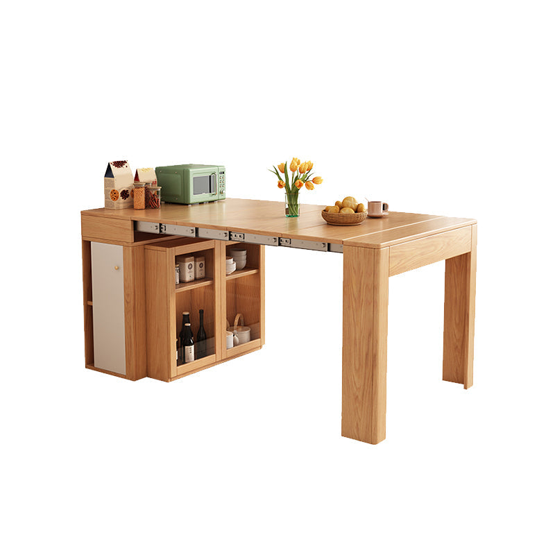 Adjustable Dining Table Wooden Dining Table with Storage for Dining Room
