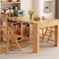 Adjustable Dining Table Wooden Dining Table with Storage for Dining Room