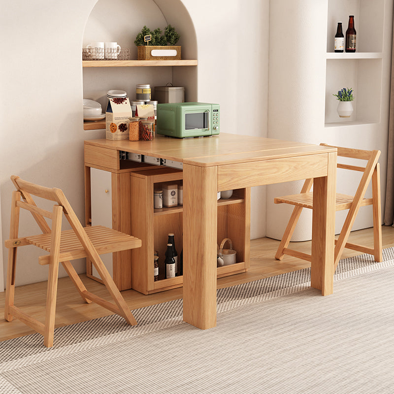Adjustable Dining Table Wooden Dining Table with Storage for Dining Room