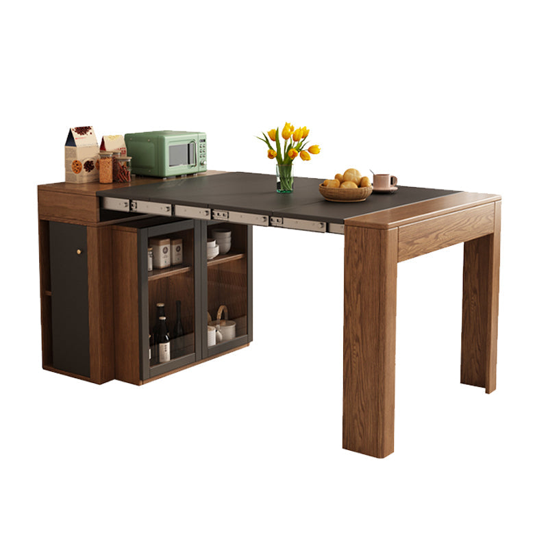 Adjustable Dining Table Wooden Dining Table with Storage for Dining Room