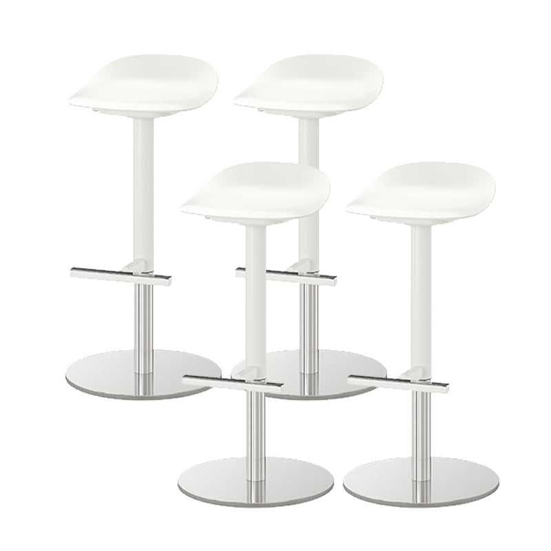 白いバースツール調整可能な高さのスイベルダイニングスツールと金属ベース