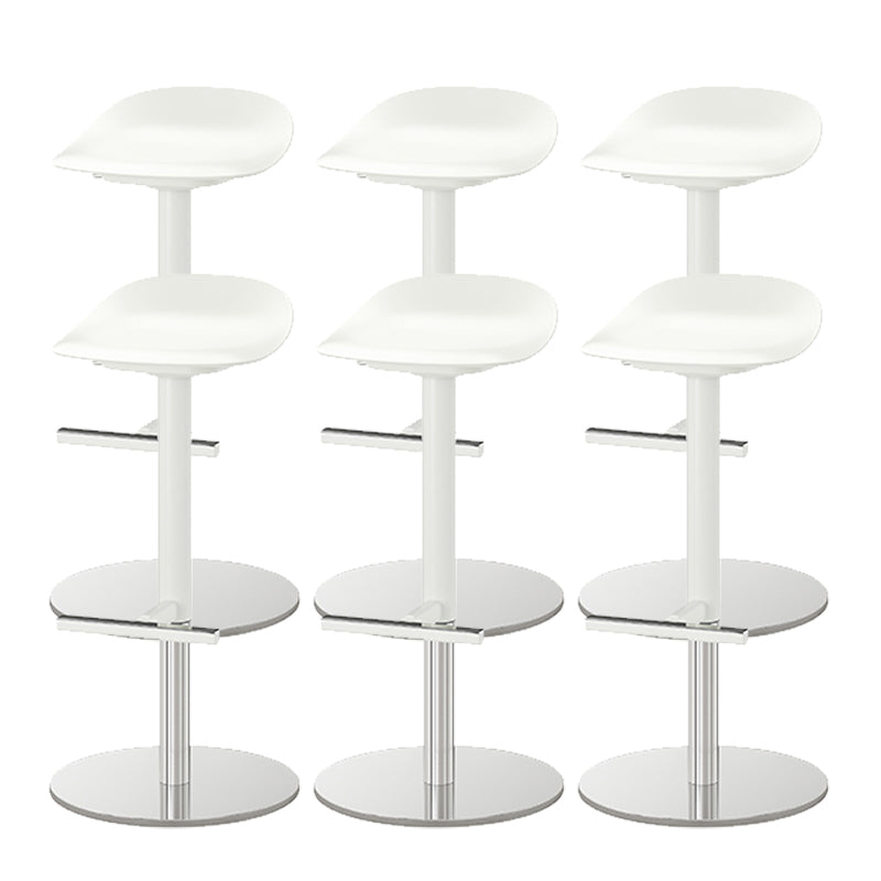 白いバースツール調整可能な高さのスイベルダイニングスツールと金属ベース