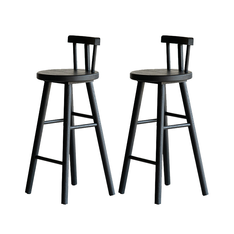 Black Armless Dining Stools Solid Wood Bar Stools with Footrest Black 2 Piece Set Clearhalo 'Bar Furniture' 'Bar Stools' 'bar_stools' 'furn' 'furn_bar_stools' 'Furniture' 'Kitchen & Dining Furniture' 7294060