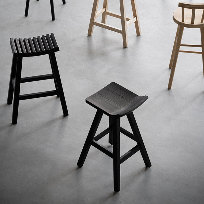 Black Armless Dining Stools Solid Wood Bar Stools with Footrest Clearhalo 'Bar Furniture' 'Bar Stools' 'bar_stools' 'furn' 'furn_bar_stools' 'Furniture' 'Kitchen & Dining Furniture' 7294062