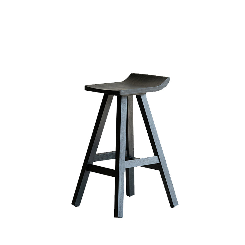 Black Armless Dining Stools Solid Wood Bar Stools with Footrest Clearhalo 'Bar Furniture' 'Bar Stools' 'bar_stools' 'furn' 'furn_bar_stools' 'Furniture' 'Kitchen & Dining Furniture' 7294066