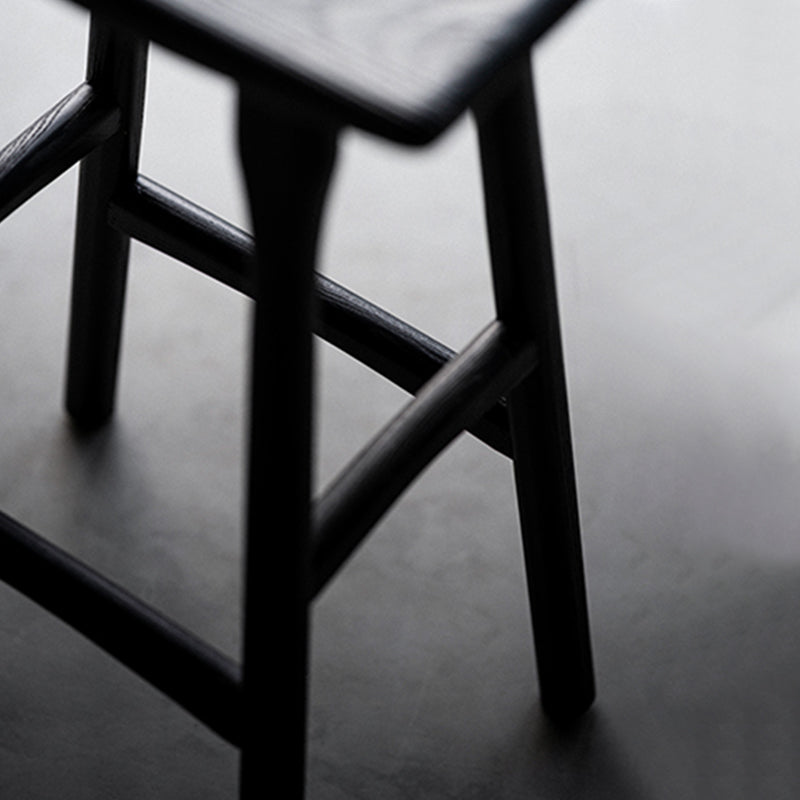 Black Armless Dining Stools Solid Wood Bar Stools with Footrest Clearhalo 'Bar Furniture' 'Bar Stools' 'bar_stools' 'furn' 'furn_bar_stools' 'Furniture' 'Kitchen & Dining Furniture' 7294075