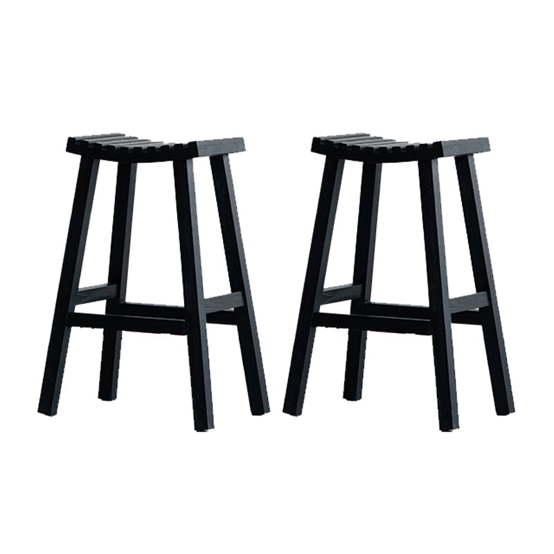Black Armless Dining Stools Solid Wood Bar Stools with Footrest Antique Black 2 Piece Set Clearhalo 'Bar Furniture' 'Bar Stools' 'bar_stools' 'furn' 'furn_bar_stools' 'Furniture' 'Kitchen & Dining Furniture' 7294079
