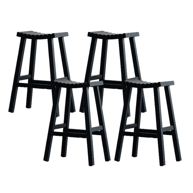 Black Armless Dining Stools Solid Wood Bar Stools with Footrest Antique Black 4 Piece Set Clearhalo 'Bar Furniture' 'Bar Stools' 'bar_stools' 'furn' 'furn_bar_stools' 'Furniture' 'Kitchen & Dining Furniture' 7294080