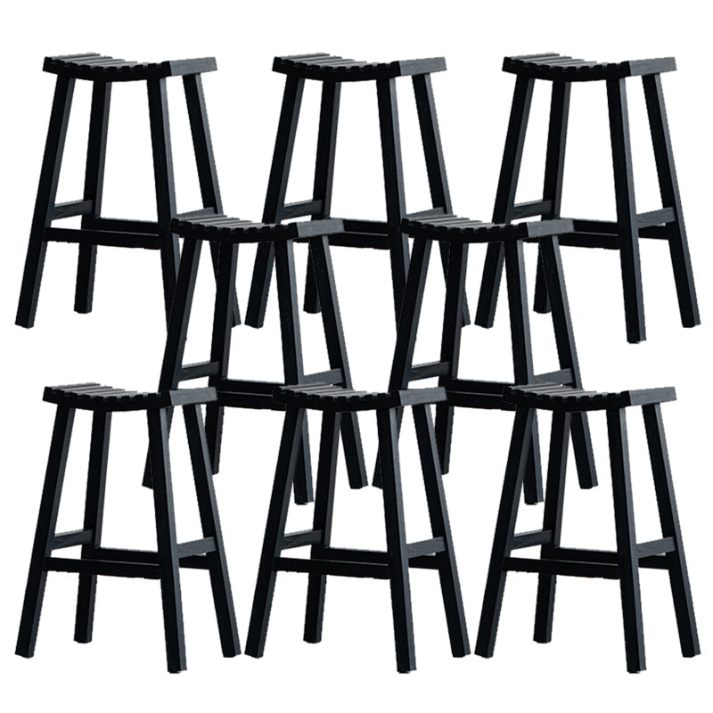 Black Armless Dining Stools Solid Wood Bar Stools with Footrest Antique Black 8 Piece Set Clearhalo 'Bar Furniture' 'Bar Stools' 'bar_stools' 'furn' 'furn_bar_stools' 'Furniture' 'Kitchen & Dining Furniture' 7294082