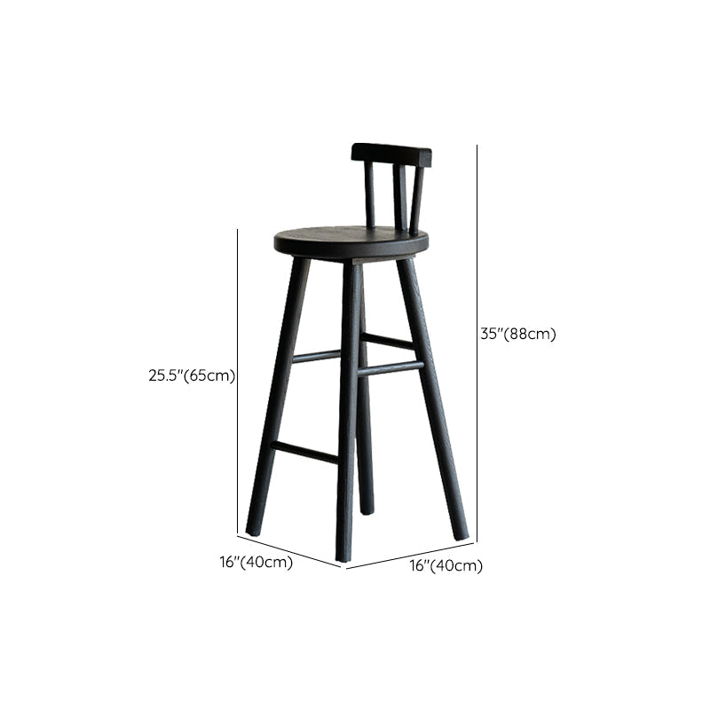 Black Armless Dining Stools Solid Wood Bar Stools with Footrest Clearhalo 'Bar Furniture' 'Bar Stools' 'bar_stools' 'furn' 'furn_bar_stools' 'Furniture' 'Kitchen & Dining Furniture' 7294088