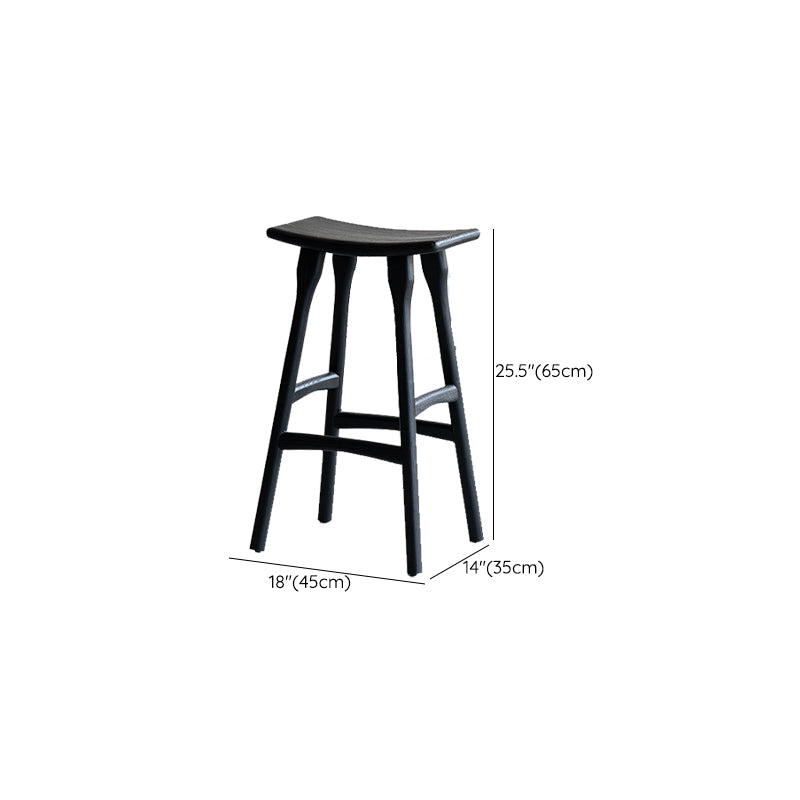 Black Armless Dining Stools Solid Wood Bar Stools with Footrest Clearhalo 'Bar Furniture' 'Bar Stools' 'bar_stools' 'furn' 'furn_bar_stools' 'Furniture' 'Kitchen & Dining Furniture' 7294092