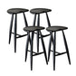 Solid Wood Dining Stools Contoured Seat Bar Stools with Footrest
