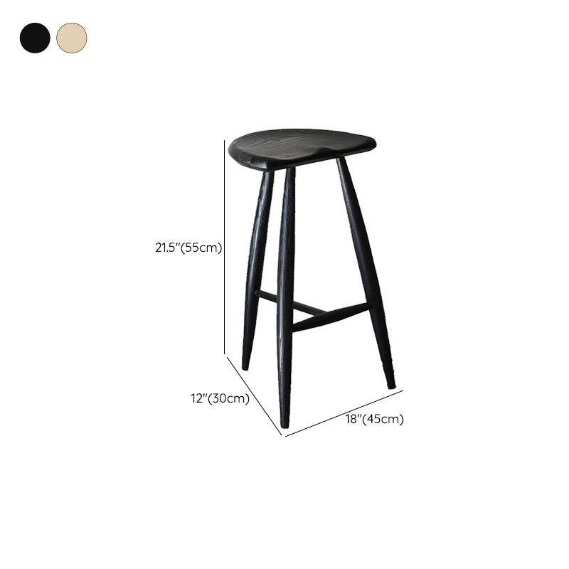Solid Wood Dining Stools Contoured Seat Bar Stools with Footrest