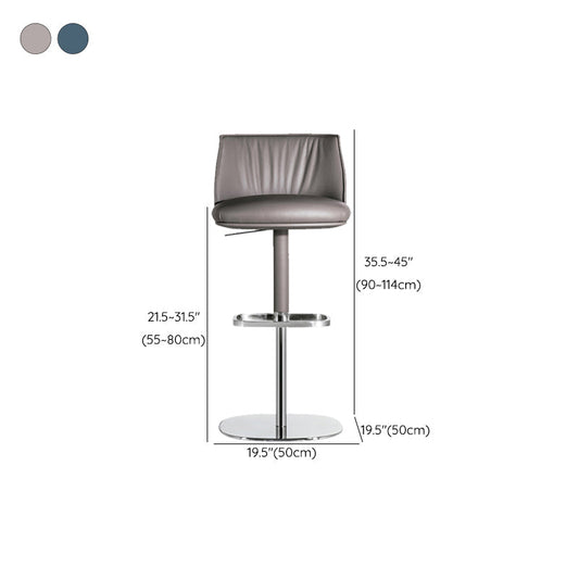 Faux Leather Bar Stools Adjustable Height Swivel Dining Stools with Footrest