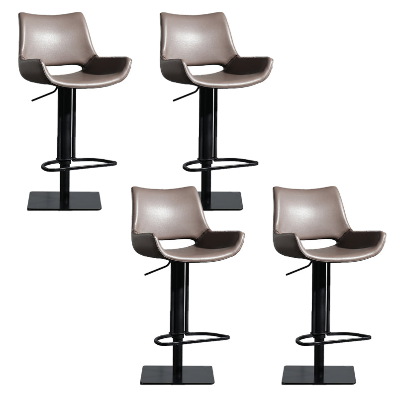 Armless Bar Stools Adjustable Height Dining Stools with Metal Base