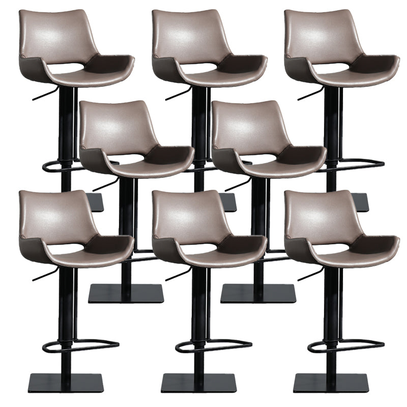 Armless Bar Stools Adjustable Height Dining Stools with Metal Base