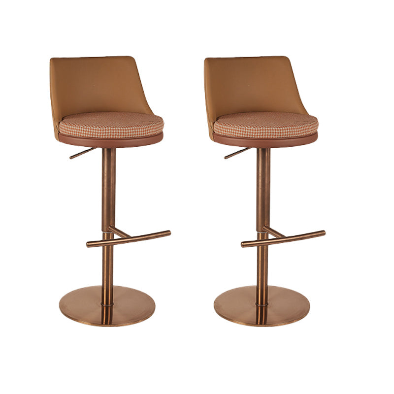 Armless Bar Stools Adjustable Height Dining Stools with Metal Base
