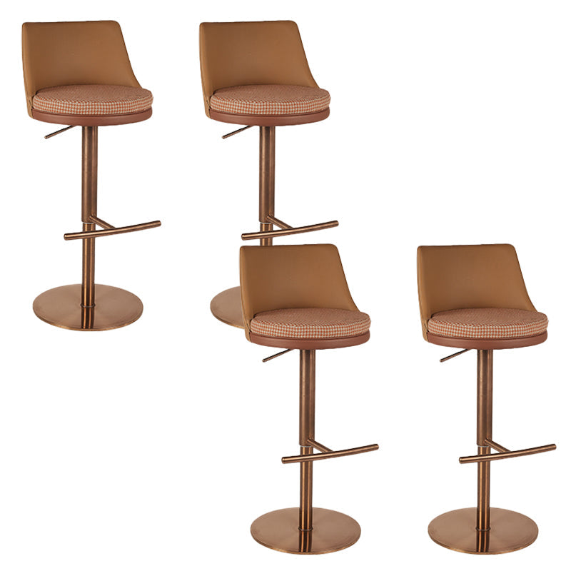 Armless Bar Stools Adjustable Height Dining Stools with Metal Base