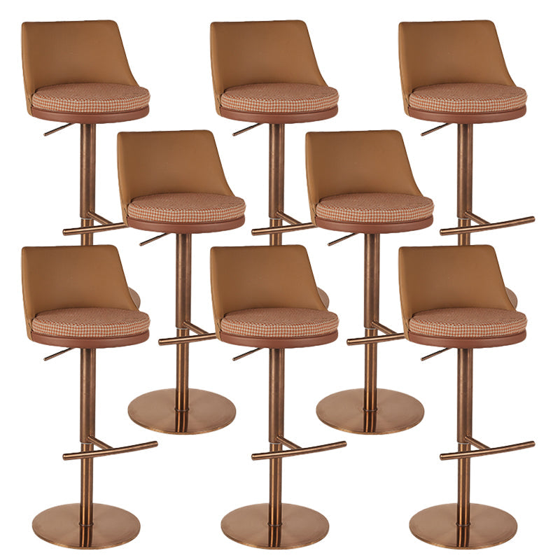 Armless Bar Stools Adjustable Height Dining Stools with Metal Base