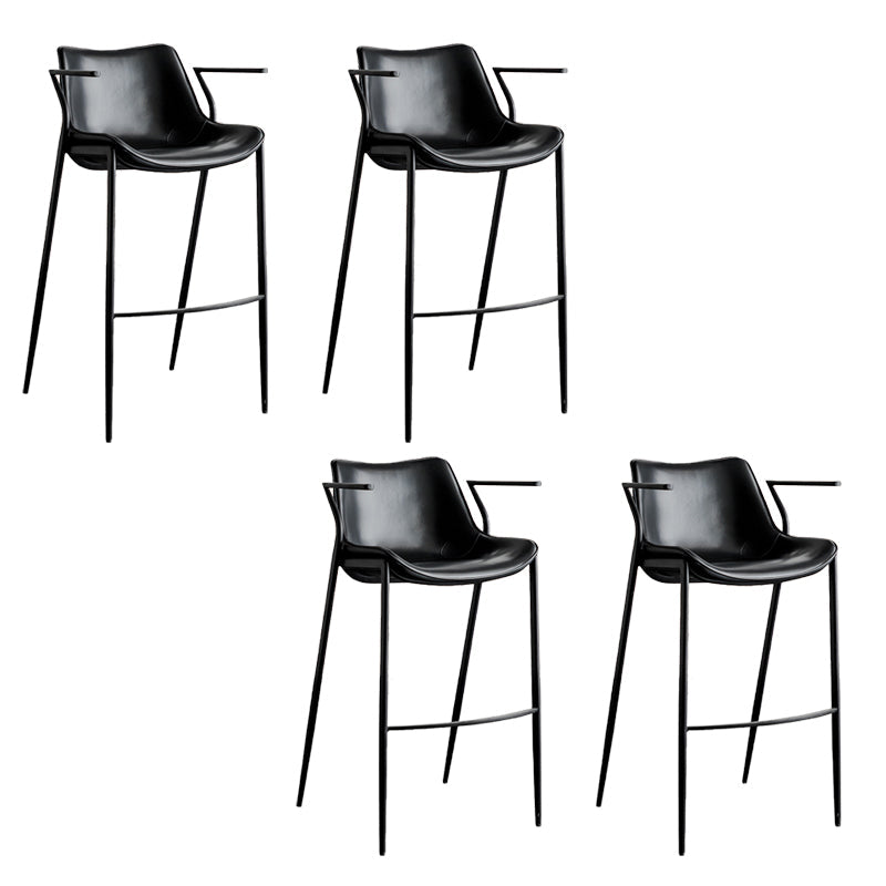 Armless Bar Stools Adjustable Height Dining Stools with Metal Base